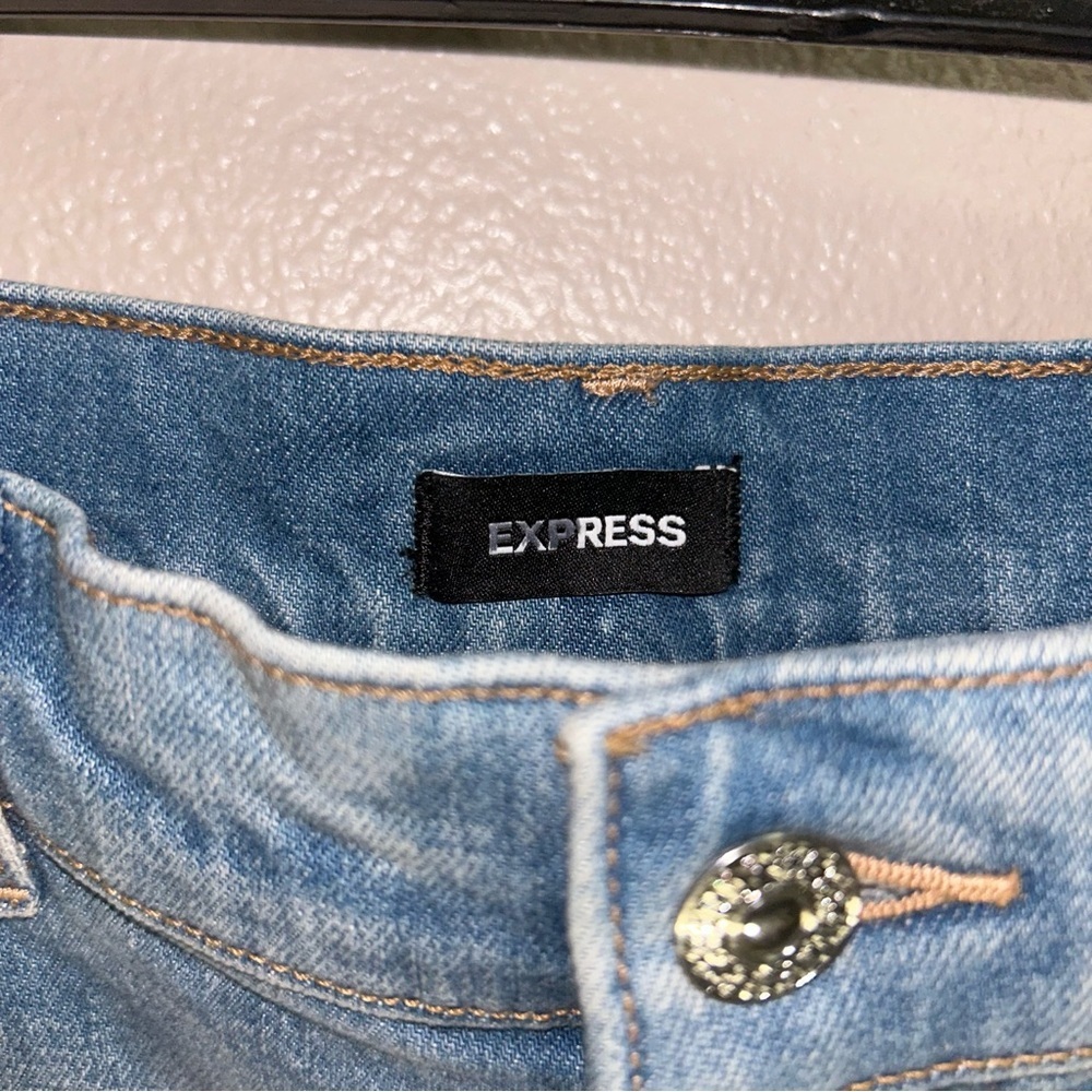 Express Light Blue Cropped flare Jeans embellished with Studs - Picture 5 of 5